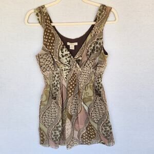 Jonathon Martin Babydoll Top Womens Size Small Fairy Grunge Brown Preppy Boho